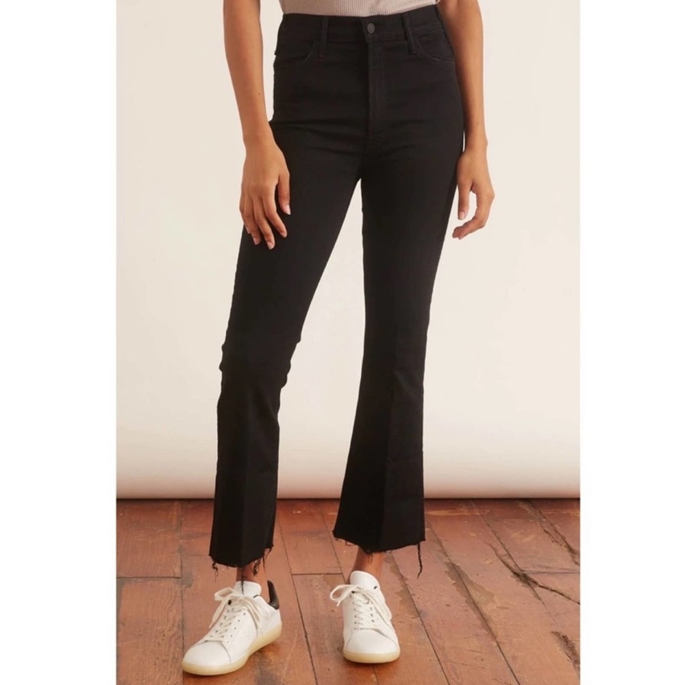 Mother The Hustler Ankle Fray Flare Jeans Not Guilty Black size 26